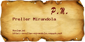 Preller Mirandola névjegykártya